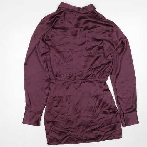 Zara Womens Red Polyester A-Line Size S Collared Zip