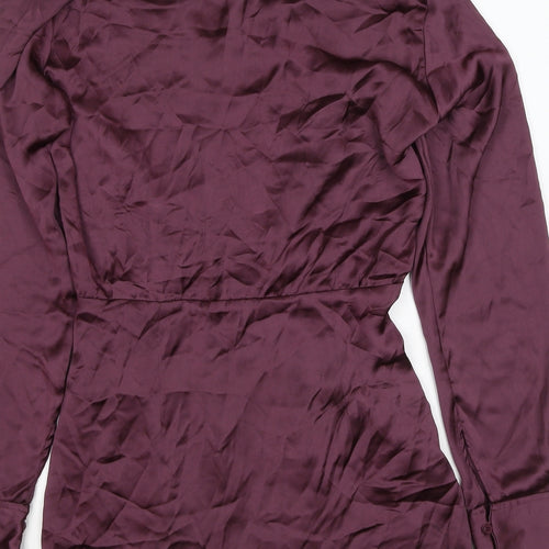 Zara Womens Red Polyester A-Line Size S Collared Zip