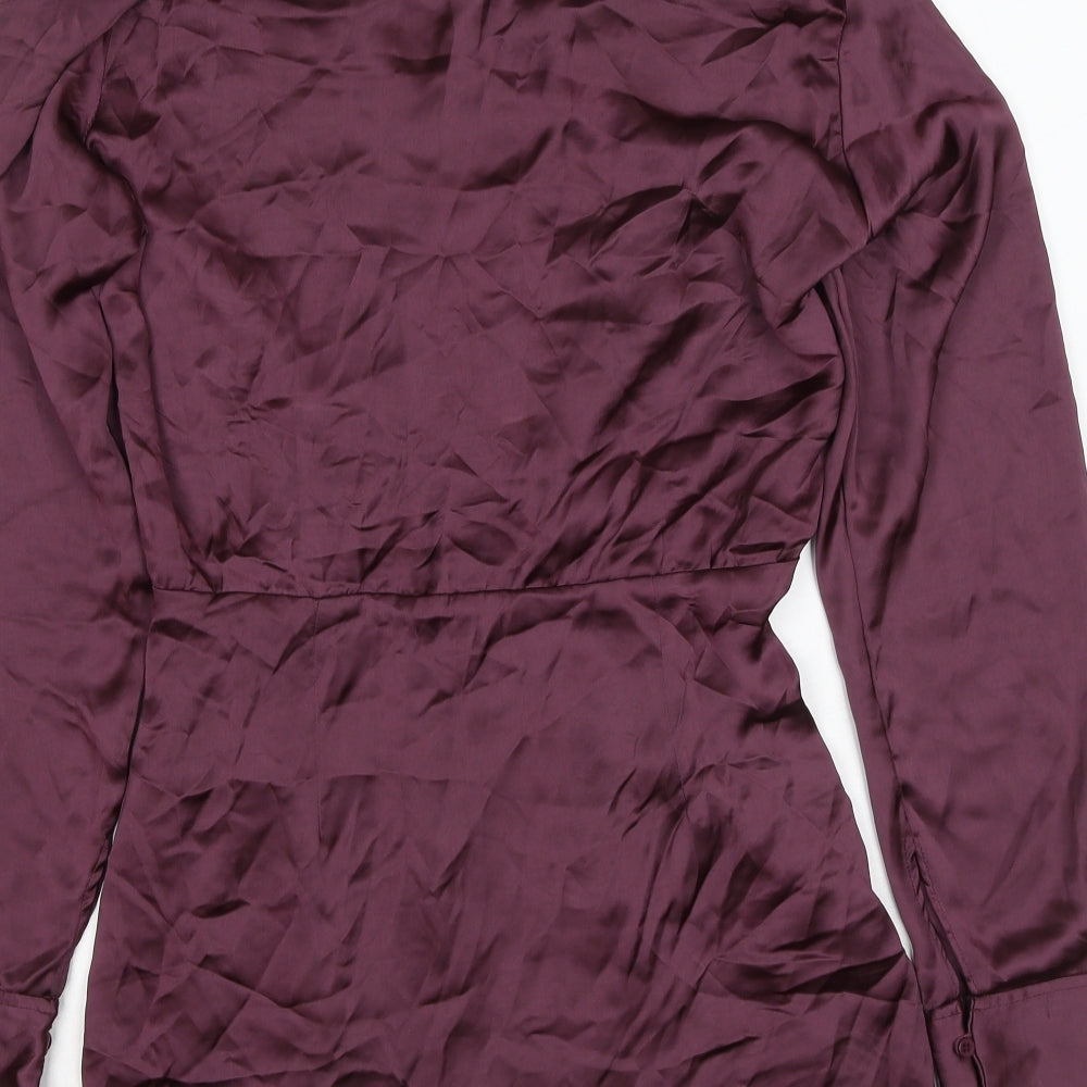 Zara Womens Red Polyester A-Line Size S Collared Zip