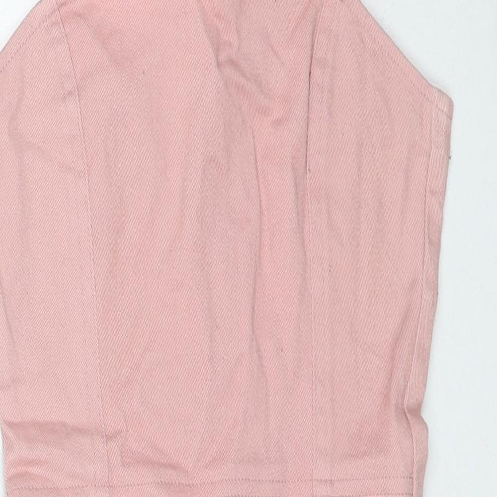 Divided by H&M Womens Pink Cotton Slip Dress Size 6 Square Neck Zip