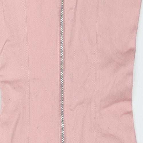Divided by H&M Womens Pink Cotton Slip Dress Size 6 Square Neck Zip