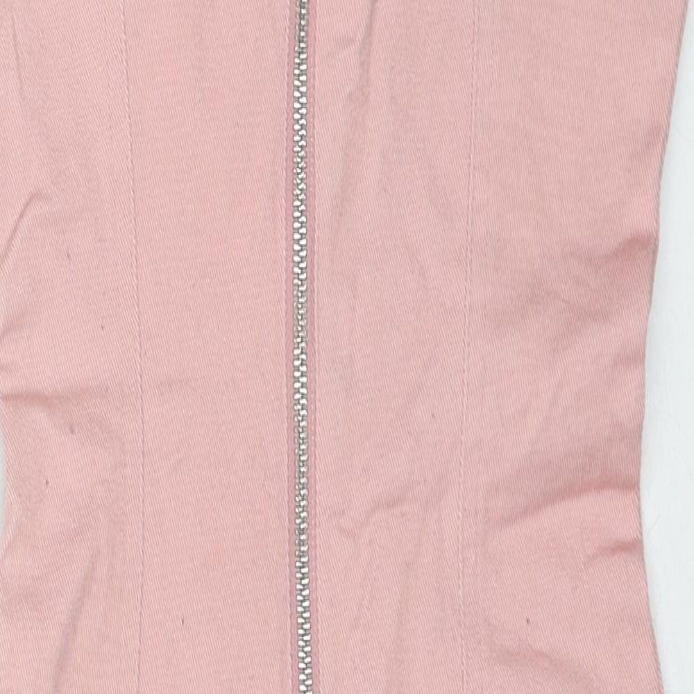 Divided by H&M Womens Pink Cotton Slip Dress Size 6 Square Neck Zip