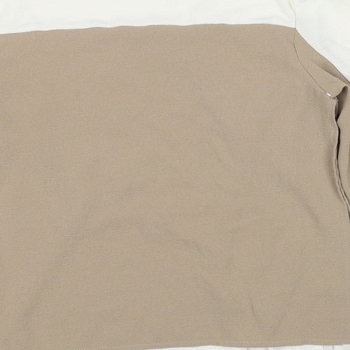 Zara Womens Beige Polyester Basic Blouse Size S Round Neck