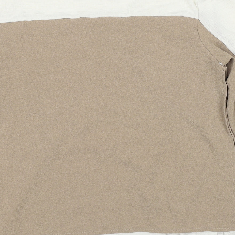 Zara Womens Beige Polyester Basic Blouse Size S Round Neck