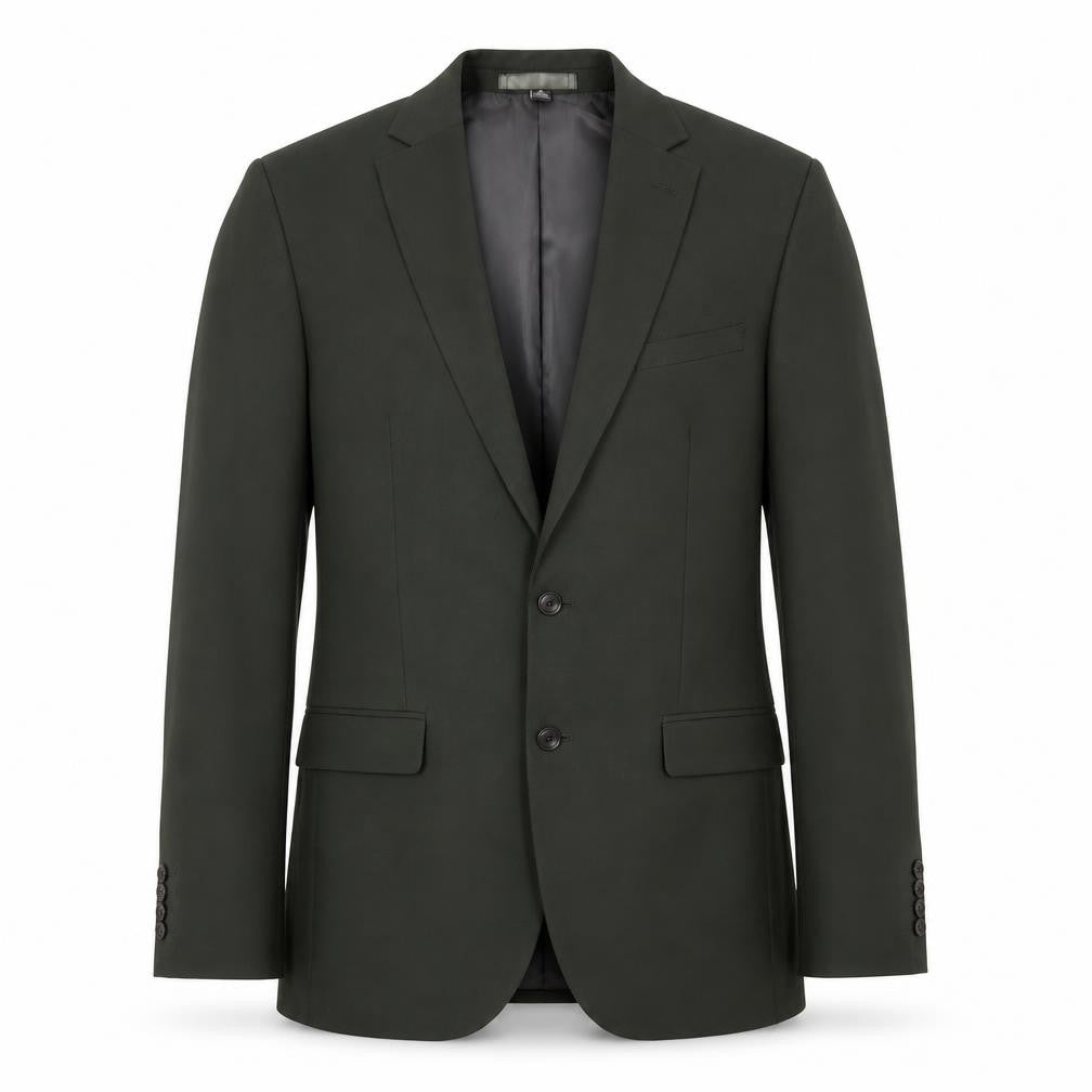 Front view of Marks & Spencer men’s green polyester jacket suit jacket, size 40, regular