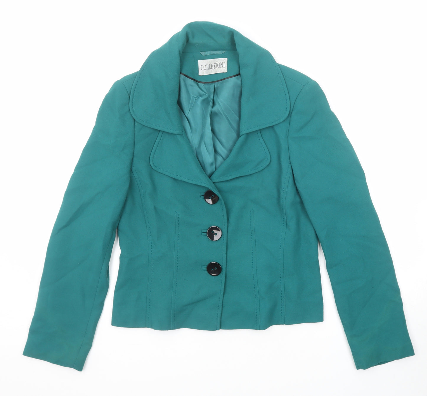 Collezioni Womens Green Jacket Size 12 Button