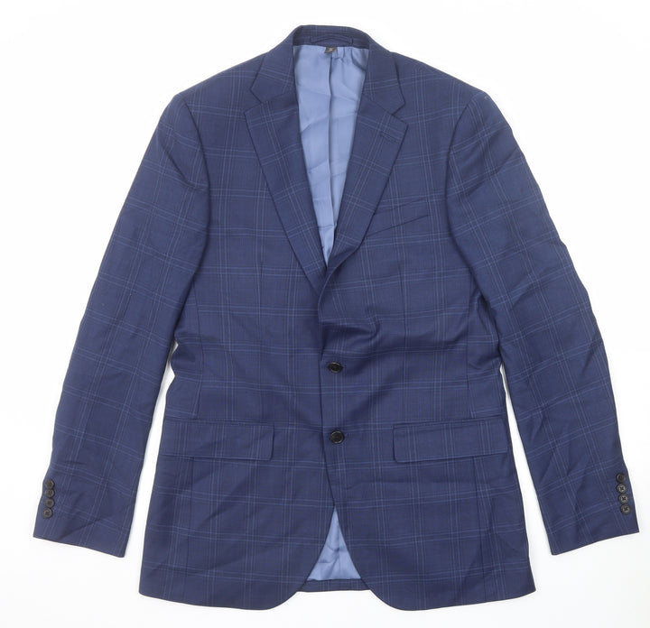 Marks and Spencer Mens Blue Striped Polyester Jacket Suit Jacket Size 40 Regular