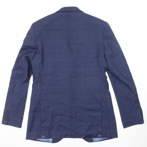Marks and Spencer Mens Blue Striped Polyester Jacket Suit Jacket Size 40 Regular