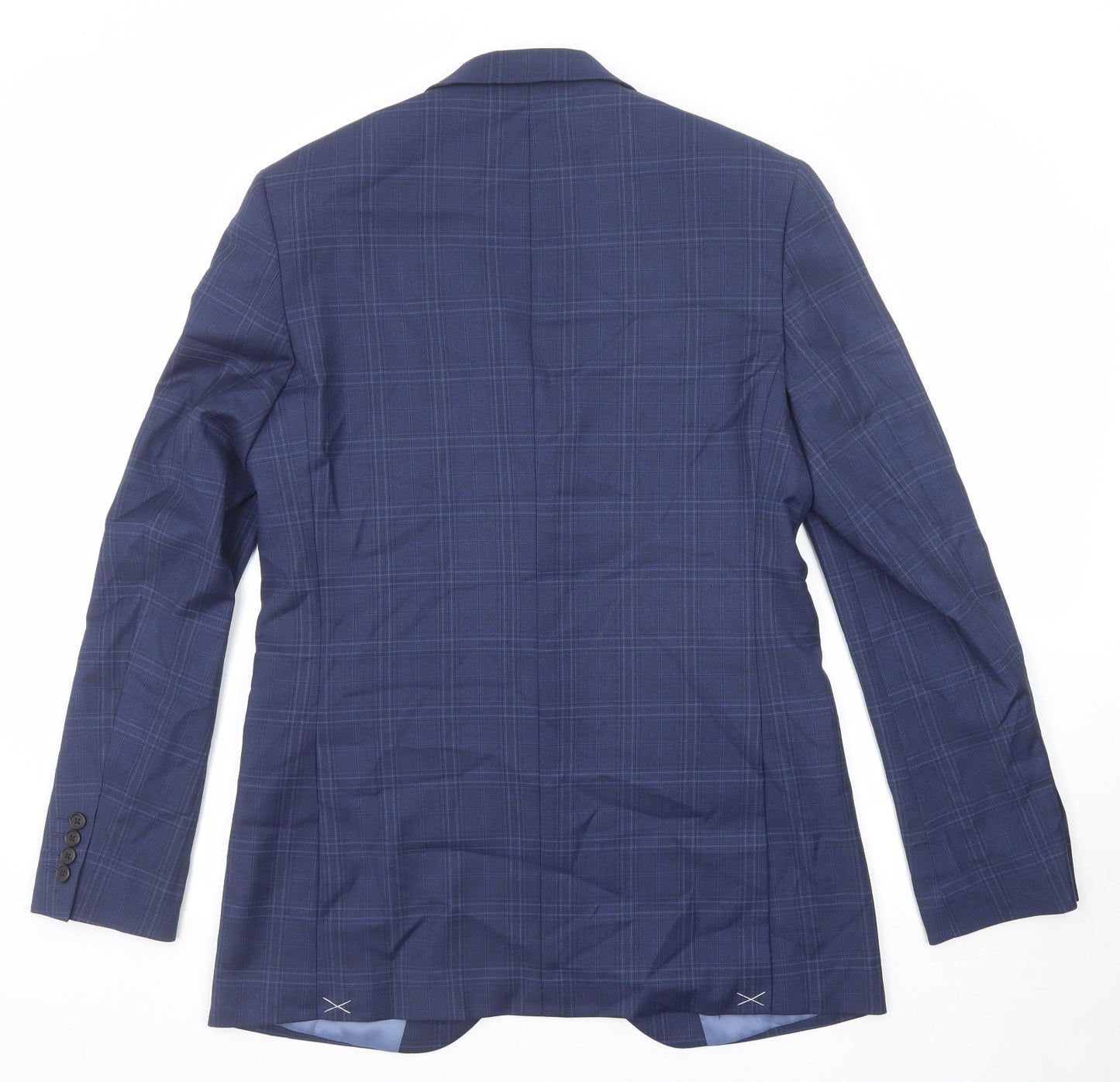Marks and Spencer Mens Blue Striped Polyester Jacket Suit Jacket Size 40 Regular