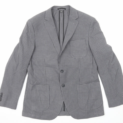 Marks and Spencer Mens Black Check Polyester Jacket Blazer Size 40 Regular