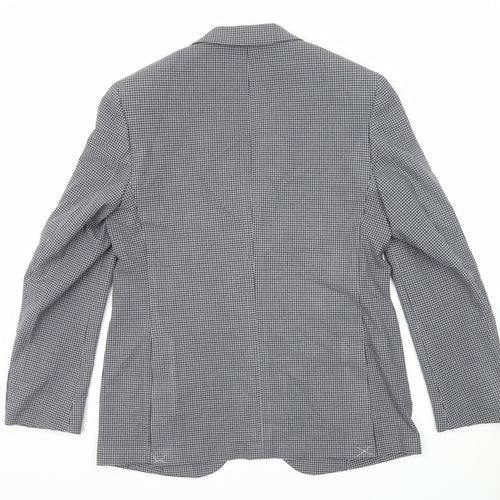 Marks and Spencer Mens Black Check Polyester Jacket Blazer Size 40 Regular