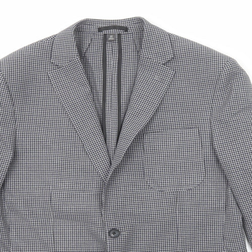 Marks and Spencer Mens Black Check Polyester Jacket Blazer Size 40 Regular