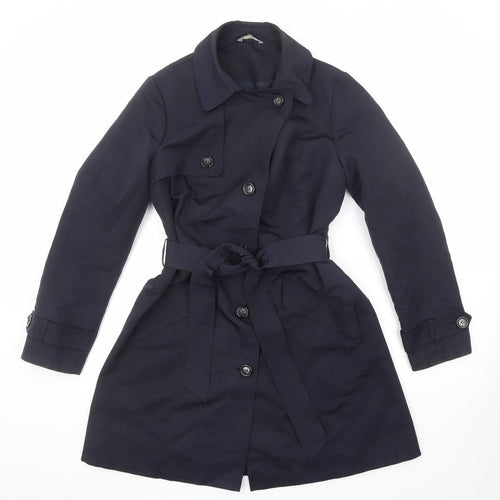 Marks and Spencer Womens Blue Trench Coat Coat Size 12 Button