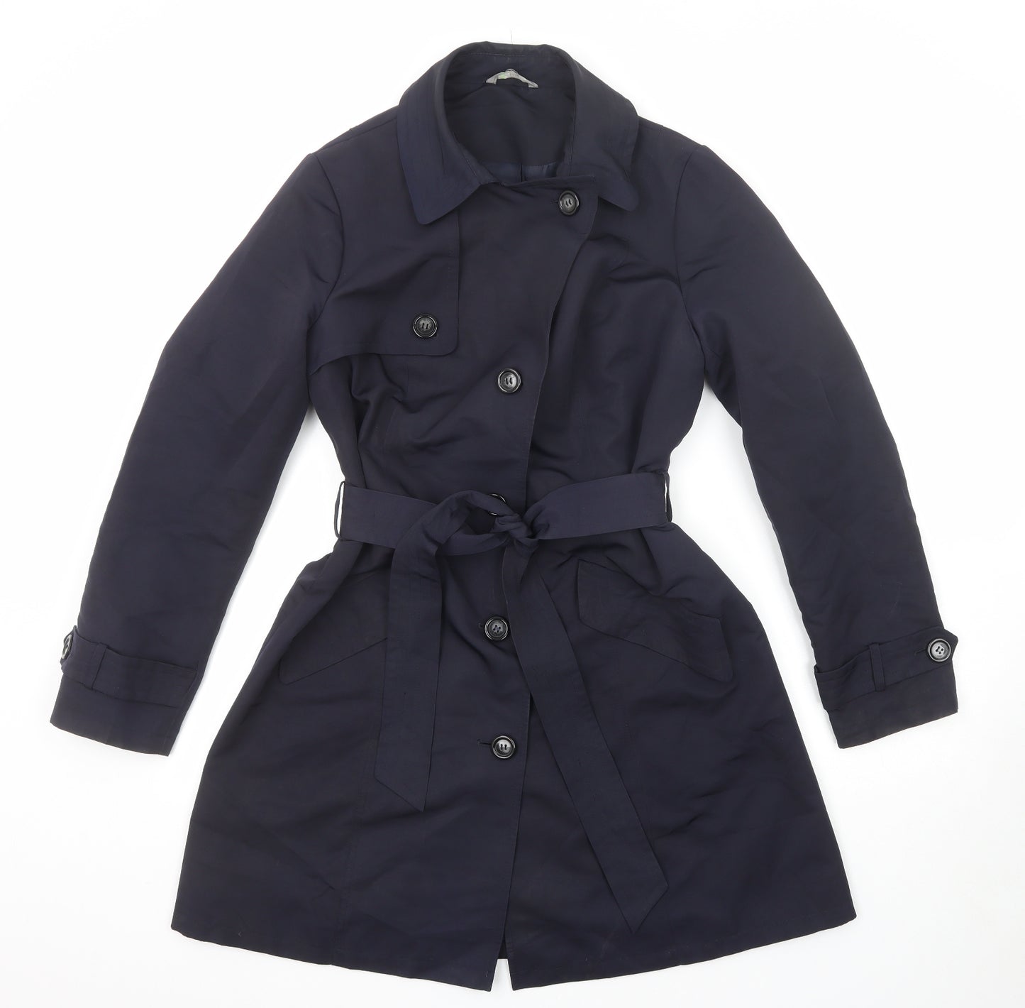 Marks and Spencer Womens Blue Trench Coat Coat Size 12 Button