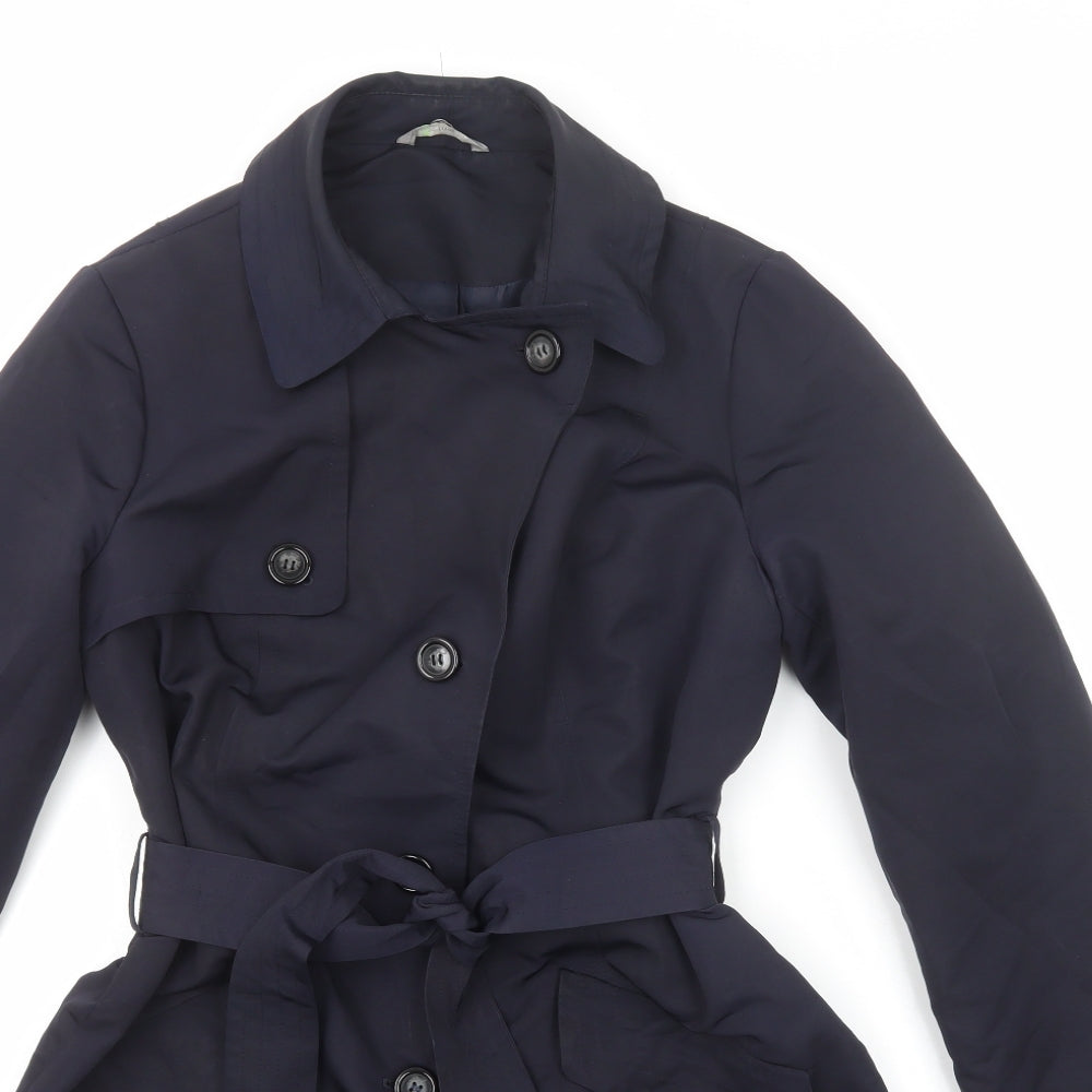 Marks and Spencer Womens Blue Trench Coat Coat Size 12 Button