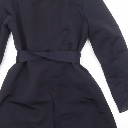 Marks and Spencer Womens Blue Trench Coat Coat Size 12 Button