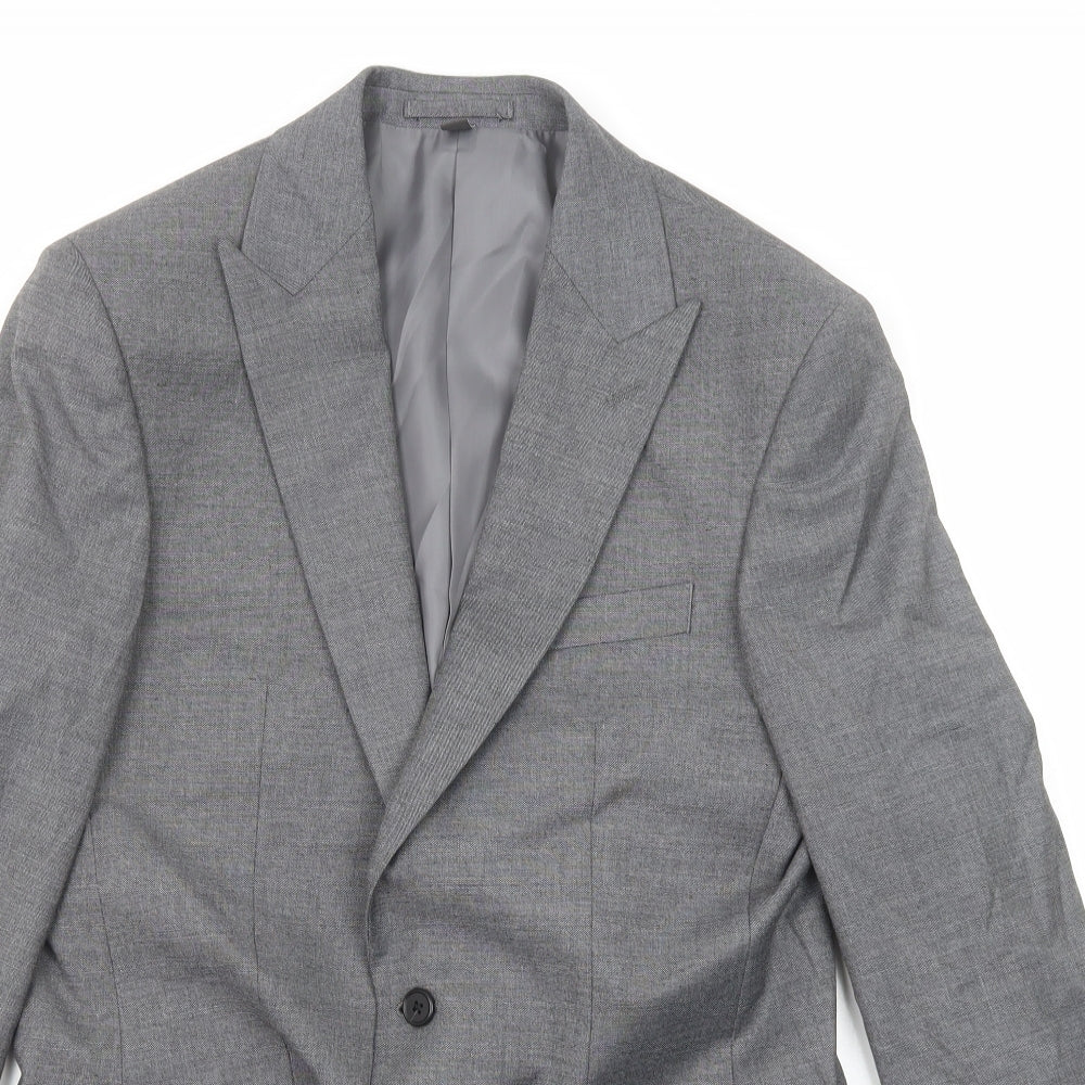 Marks and Spencer Mens Grey Polyester Jacket Suit Jacket Size 38 Regular