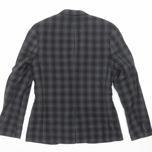 Swear & Mason Mens Black Check Polyester Jacket Suit Jacket Size 38 Regular
