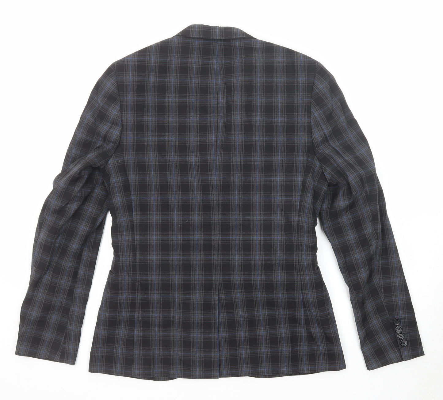 Swear & Mason Mens Black Check Polyester Jacket Suit Jacket Size 38 Regular