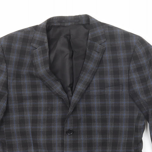 Swear & Mason Mens Black Check Polyester Jacket Suit Jacket Size 38 Regular