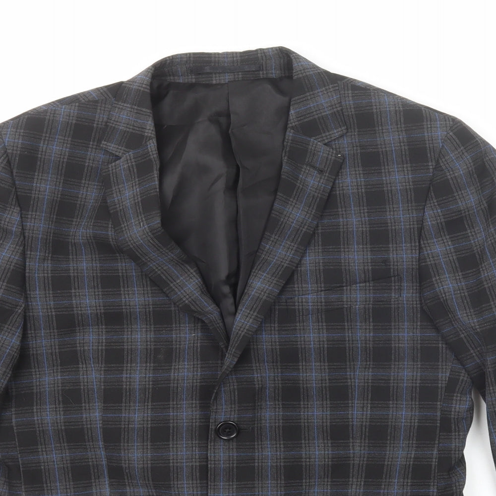 Swear & Mason Mens Black Check Polyester Jacket Suit Jacket Size 38 Regular