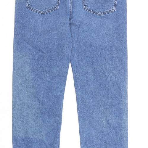 Marks and Spencer Womens Blue Cotton Straight Jeans Size 12 Regular Zip