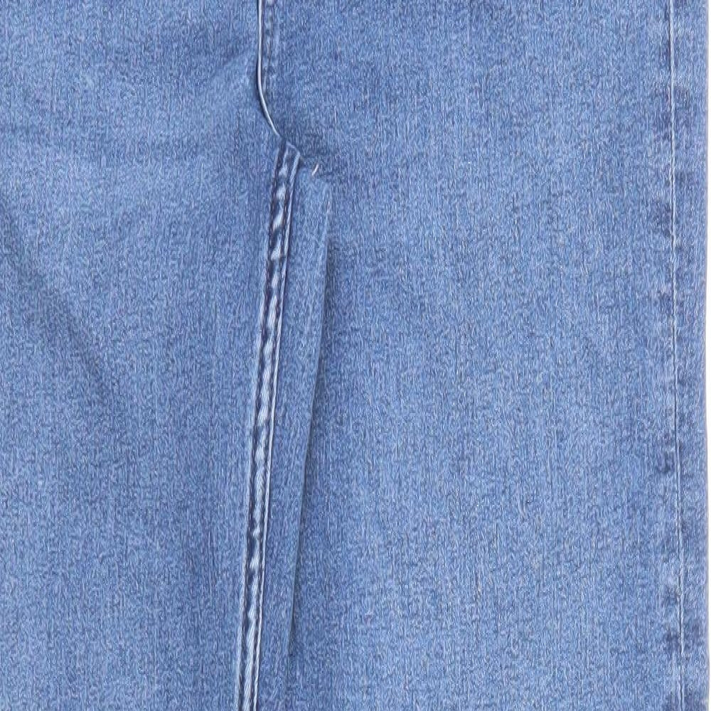 Marks and Spencer Womens Blue Cotton Straight Jeans Size 12 Regular Zip