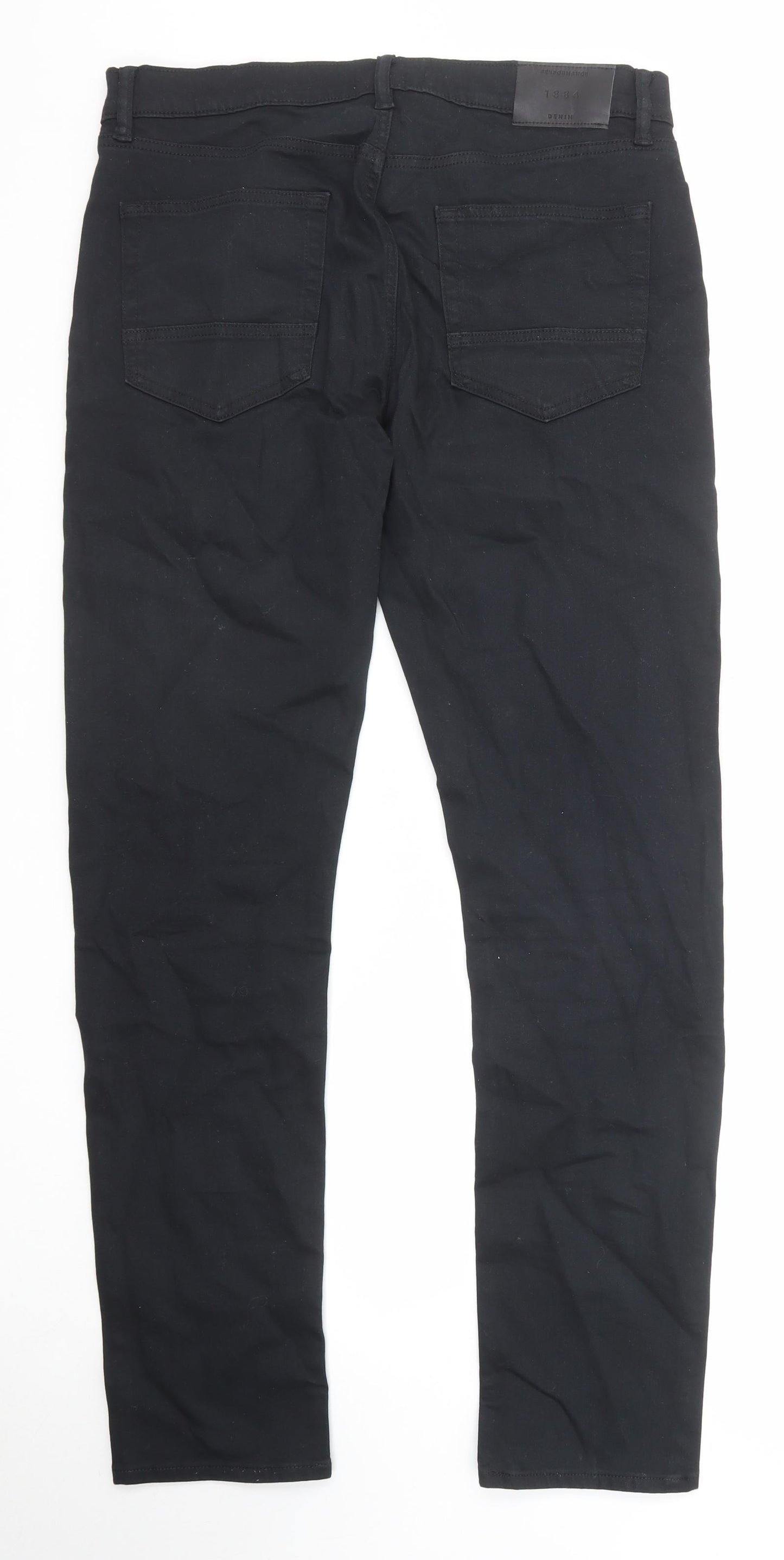 Marks and Spencer Mens Black Cotton Skinny Jeans Size 34 in L33 in Slim Zip