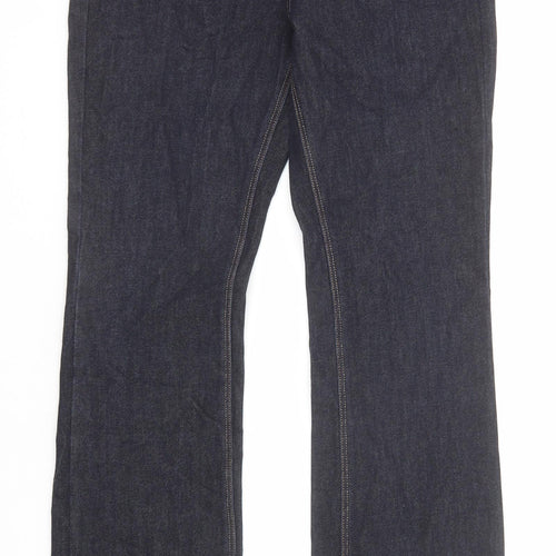 Marks and Spencer Womens Blue Cotton Bootcut Jeans Size 12 Regular Zip
