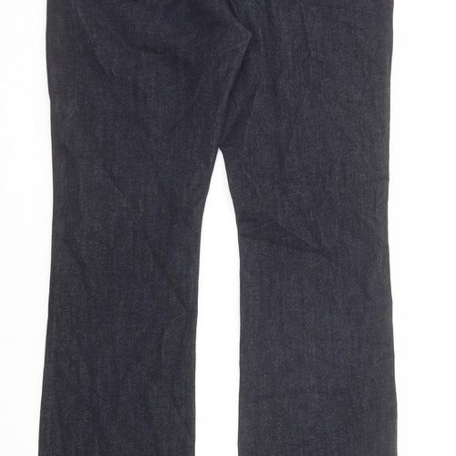 Marks and Spencer Womens Blue Cotton Bootcut Jeans Size 12 Regular Zip