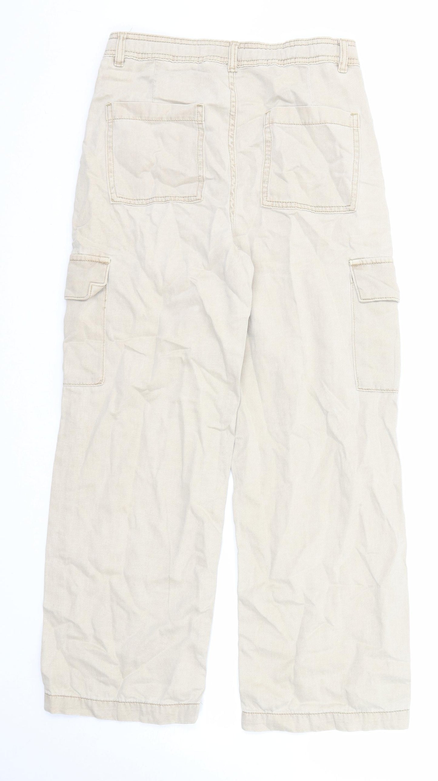 Marks and Spencer Boys Beige Lyocell Wide-Leg Jeans Size 11-12 Years Regular Zip
