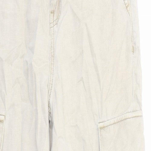 Marks and Spencer Boys Beige Lyocell Wide-Leg Jeans Size 11-12 Years Regular Zip