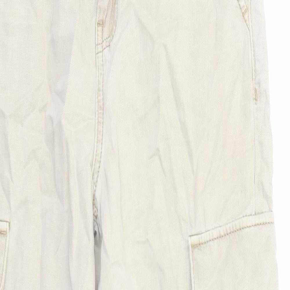 Marks and Spencer Boys Beige Lyocell Wide-Leg Jeans Size 11-12 Years Regular Zip