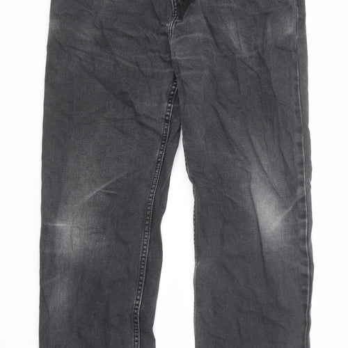 Marks and Spencer Mens Black Cotton Straight Jeans Size 32 in L29 in Regular Zip