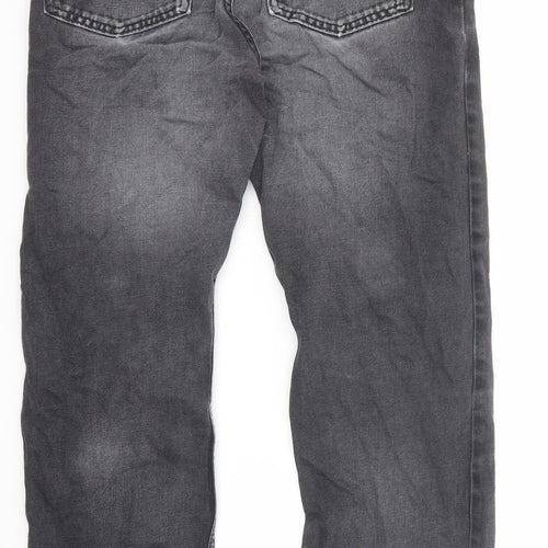 Marks and Spencer Mens Black Cotton Straight Jeans Size 32 in L29 in Regular Zip