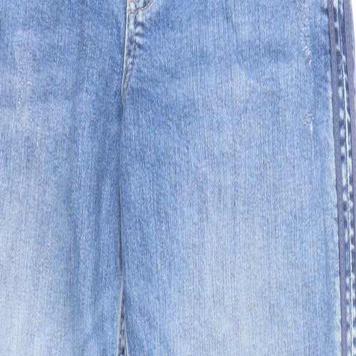 Marks and Spencer Womens Blue Cotton Straight Jeans Size 8 Regular Zip
