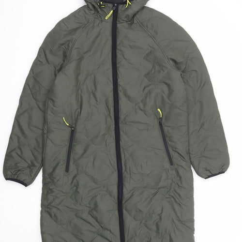 GOOD MOVE Womens Green Quilted Coat Size 8 Zip