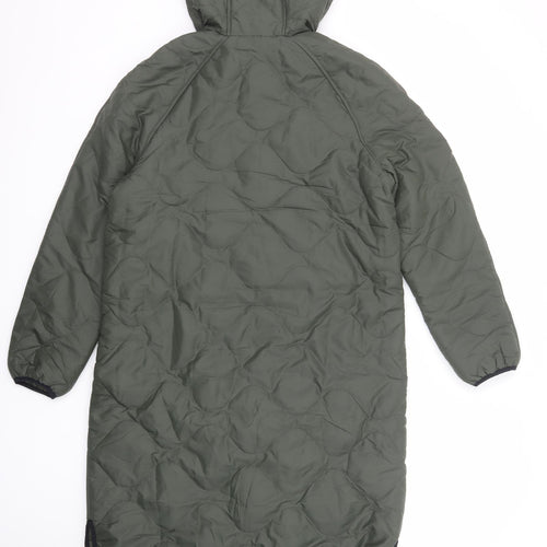 GOOD MOVE Womens Green Quilted Coat Size 8 Zip