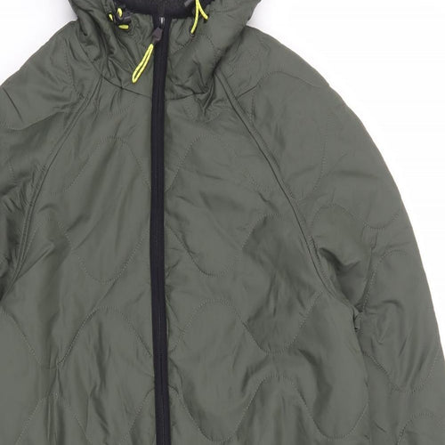 GOOD MOVE Womens Green Quilted Coat Size 8 Zip