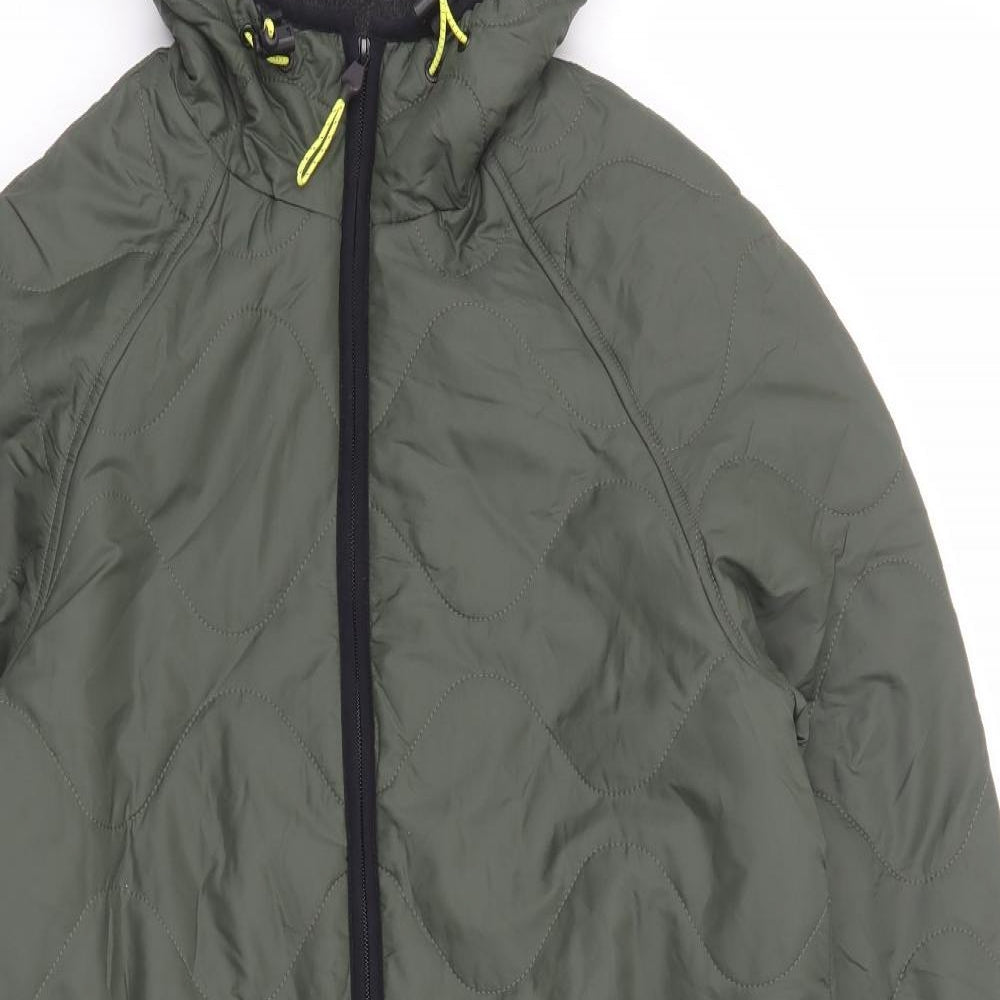 GOOD MOVE Womens Green Quilted Coat Size 8 Zip