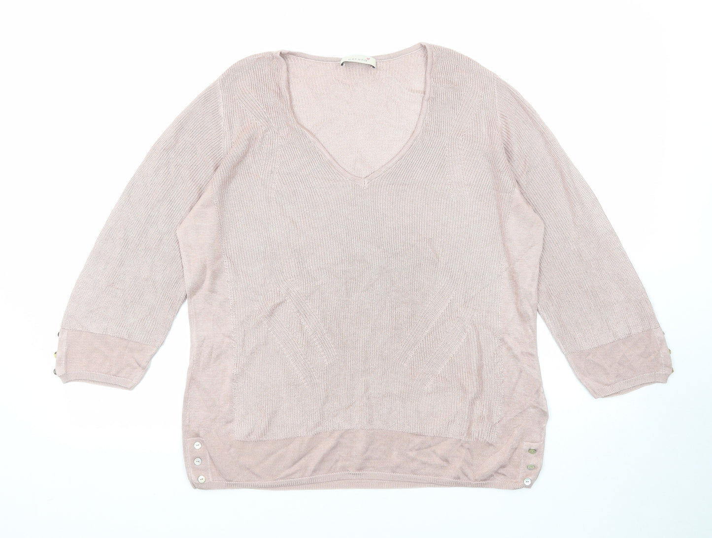 Per Una Womens Pink V-Neck Viscose Pullover Jumper Size 16