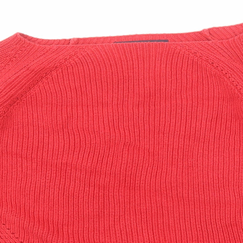 Marks and Spencer Womens Red Boat Neck Cotton Pullover Jumper Size 16