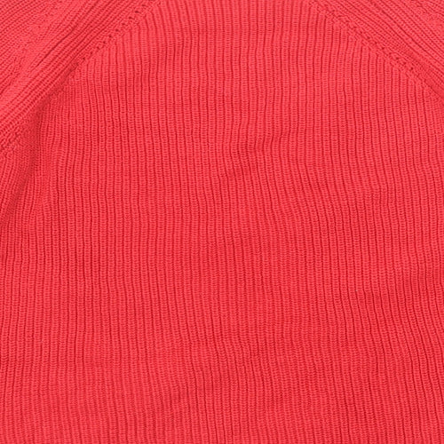Marks and Spencer Womens Red Boat Neck Cotton Pullover Jumper Size 16