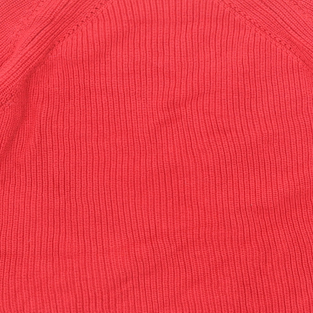 Marks and Spencer Womens Red Boat Neck Cotton Pullover Jumper Size 16