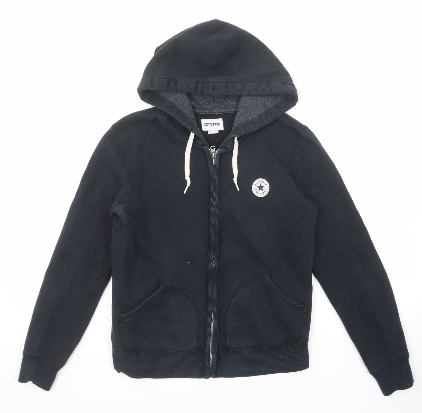 Converse Womens Blue Cotton Full Zip Hoodie Size S Zip