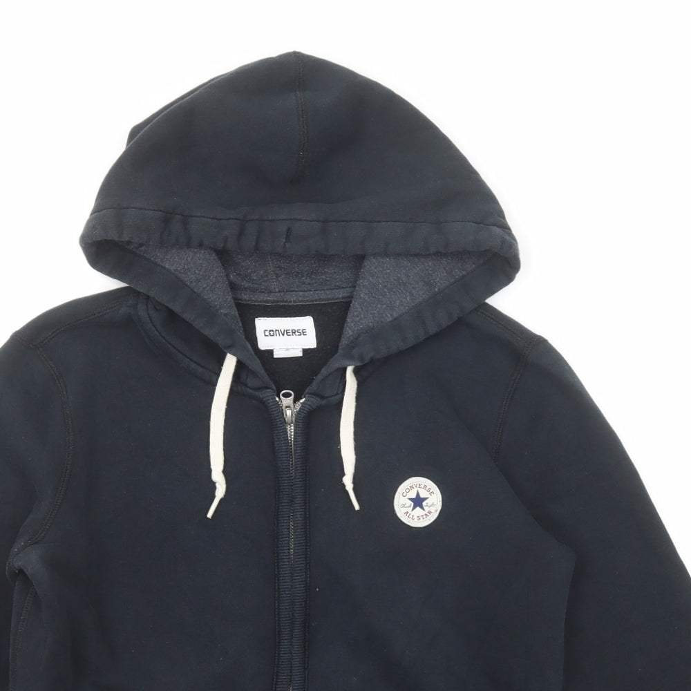 Converse Womens Blue Cotton Full Zip Hoodie Size S Zip