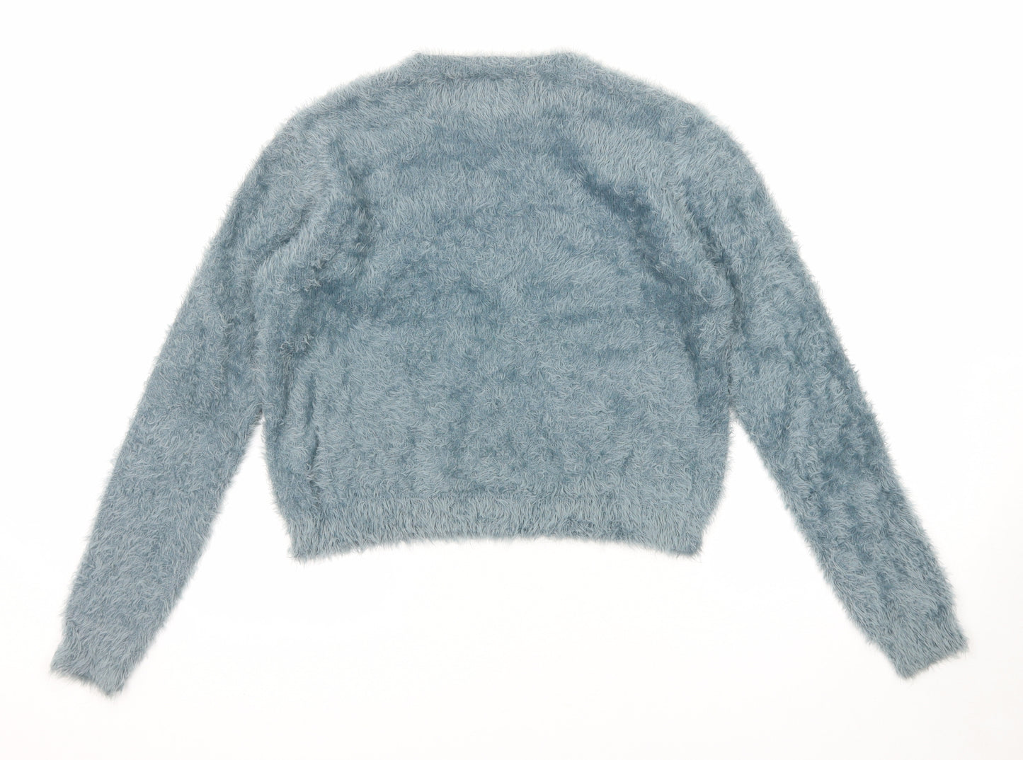 Pull&Bear Womens Blue Round Neck Polyamide Pullover Jumper Size XS