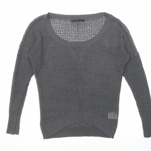 Crafted Womens Grey Scoop Neck Acrylic Pullover Jumper Size 8
