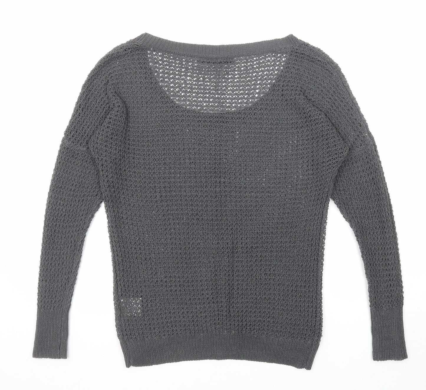 Crafted Womens Grey Scoop Neck Acrylic Pullover Jumper Size 8