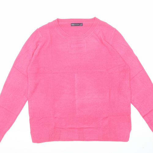 Marks and Spencer Womens Pink Round Neck Acrylic Pullover Jumper Size 16
